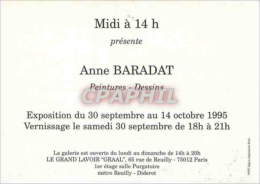 CPM Midi a 14h presente Anne Baradat Peintures Dessins — Verso
