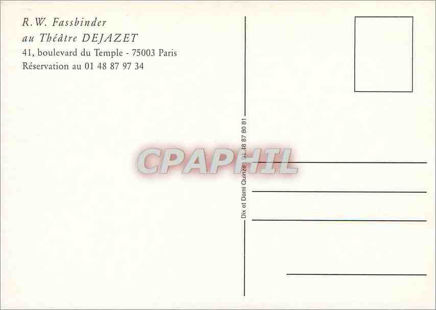 CPM Les Larmes ameres de Petra vons Kant de R W Fassbinder Theatre Dejazet Paris — Verso