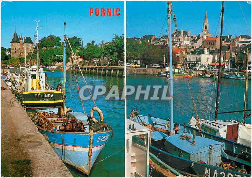 Pornic — Vue du port, du château et de l'église — Éditions Marc Guitteny