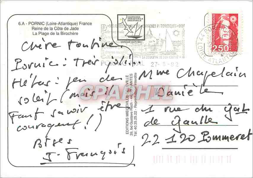 CPM Pornic (Loire Atlantique) France Reine de la Cote de Jade La Plage de la Birochere — Back