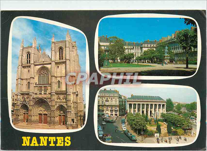 CPM Nantes La Cathedrale Les cours Cambronne et sa Statue Place et Palais de la Bourse