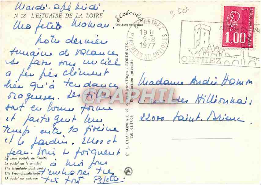 CPM L'Estuaire de la Loire Ma Carte postale de l'amitie — Rückseite