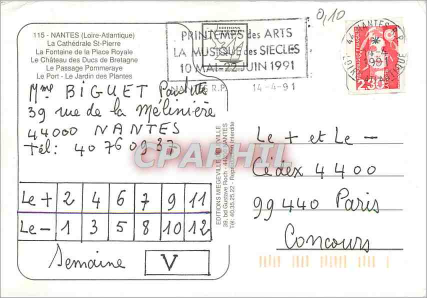 CPM Nantes (Loire Atalntique) La Cathedrale St Pierre la Fontaine de la Place Royale — Rückseite