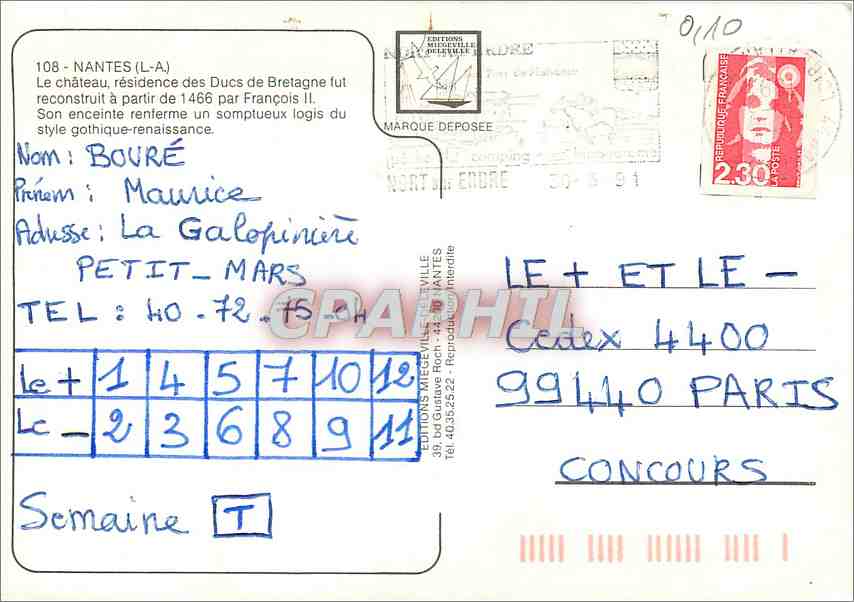 CPM Nantes (Loire Atalntique) Le chateau residence des Ducs de Bretagne fut construit a partie de 14 — Verso