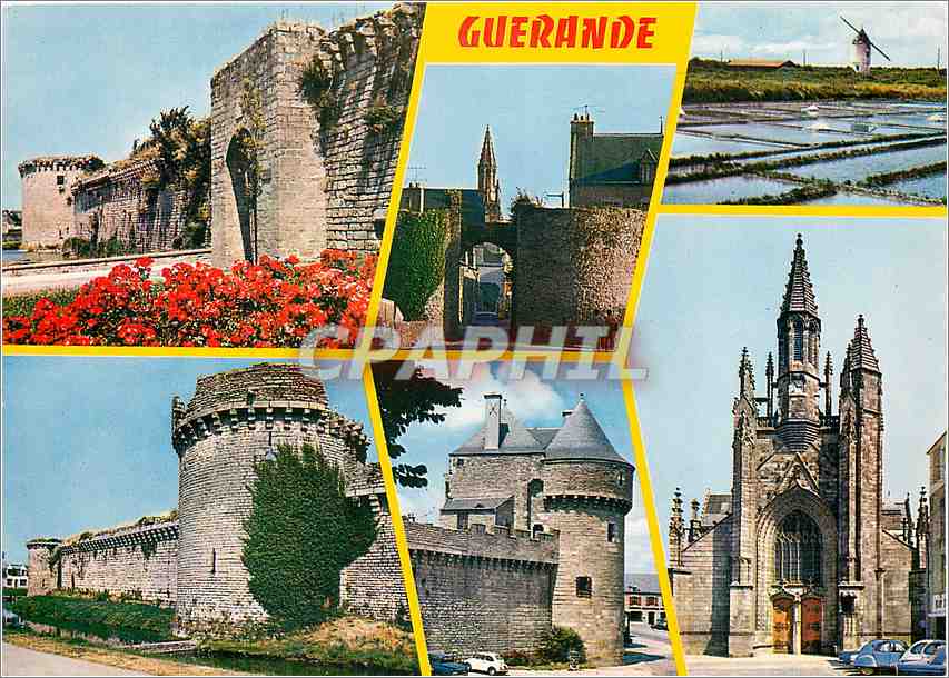CPM Guerande les remparts les marais salants et l'eglise Saint Aubin
