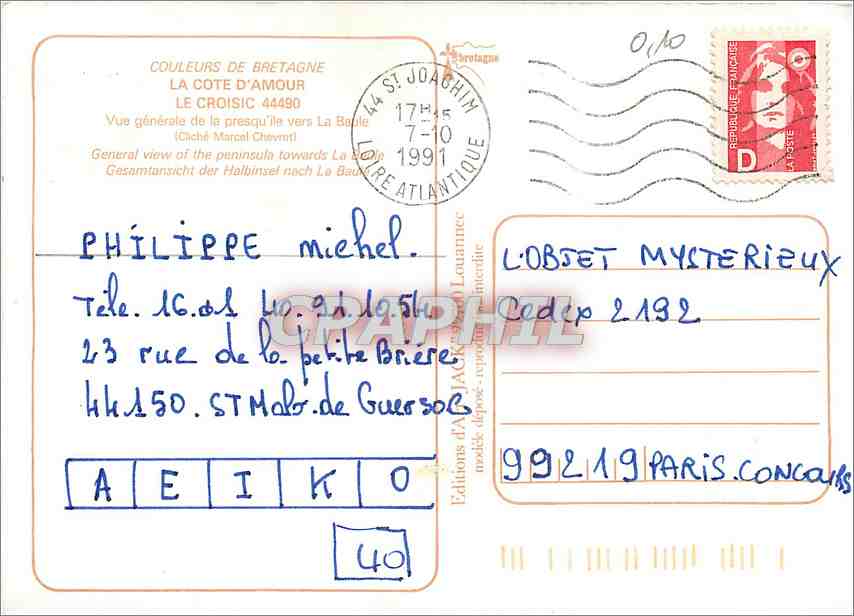 CPM Couleurs de Bretagne La cote d'amour Le Croisic vue generale de la prsqu'ile vers la Baule — Rückseite
