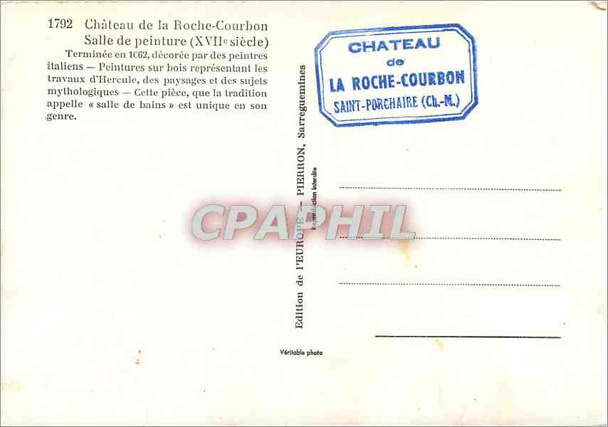 CPM Chateau de la Roche Courbon Salle de peinture (XVIIe s) — Rückseite