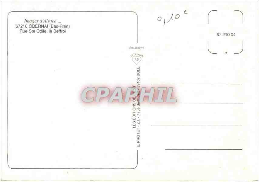 CPM Obernai Bas Rhin Rue Ste Odile le Belfroi — Rückseite
