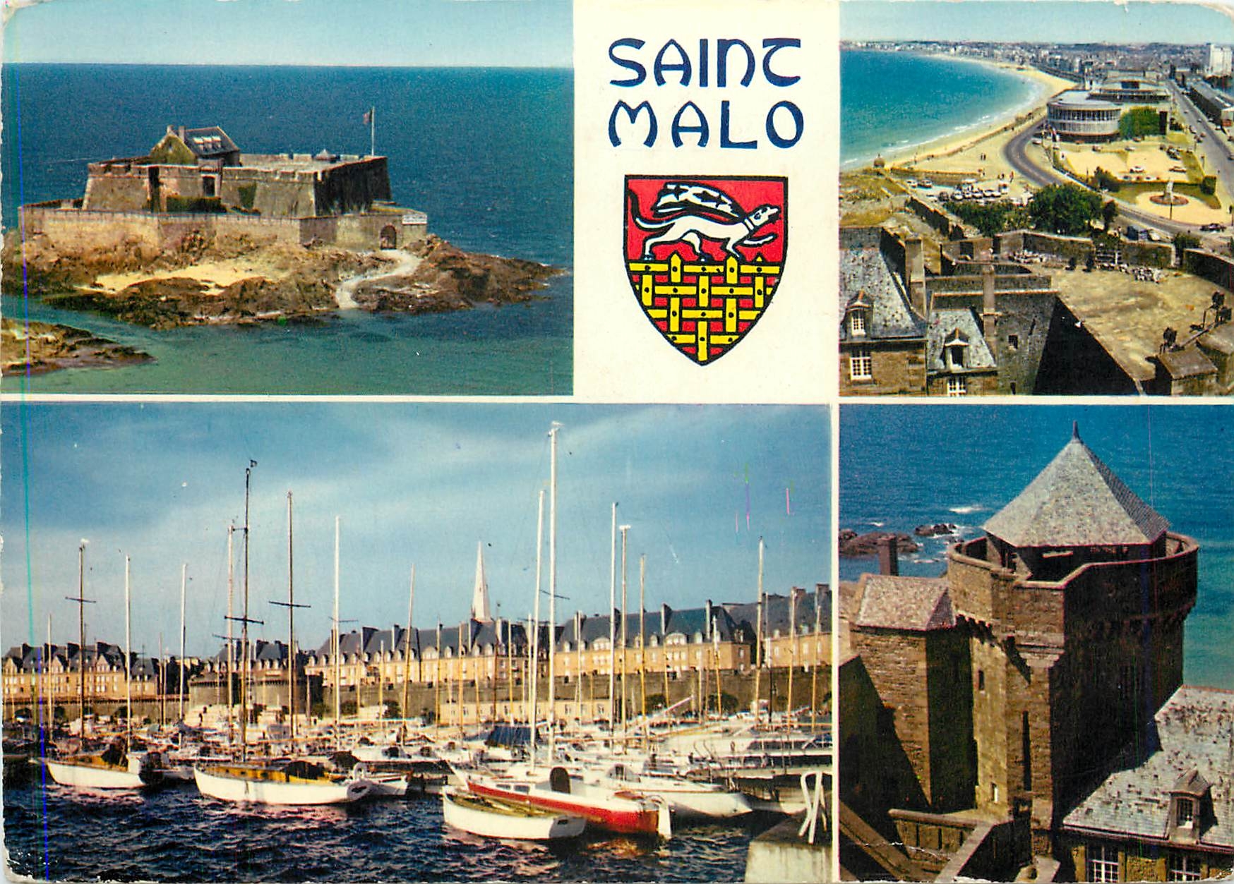 CPM La Bretagne en couleurs Saint Malo (I et V) Cite Fortifiee le bassin a flit et les remparts le f
