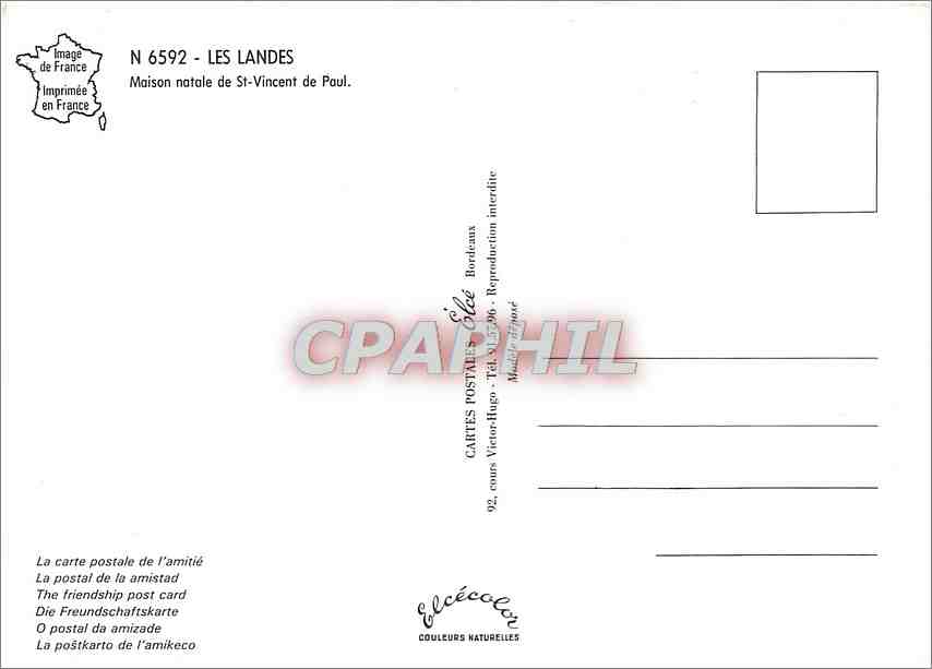 CPM Les Landes Maison natale de St Vincent de Paul — Back
