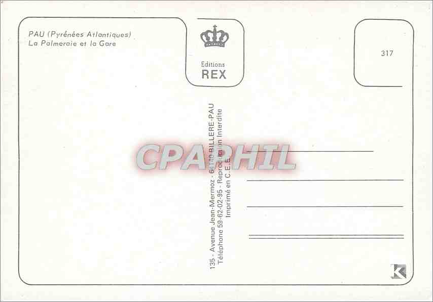 CPM Pau (Pyrenees Atalantiques) La Polmeraie et la Gare — Rückseite