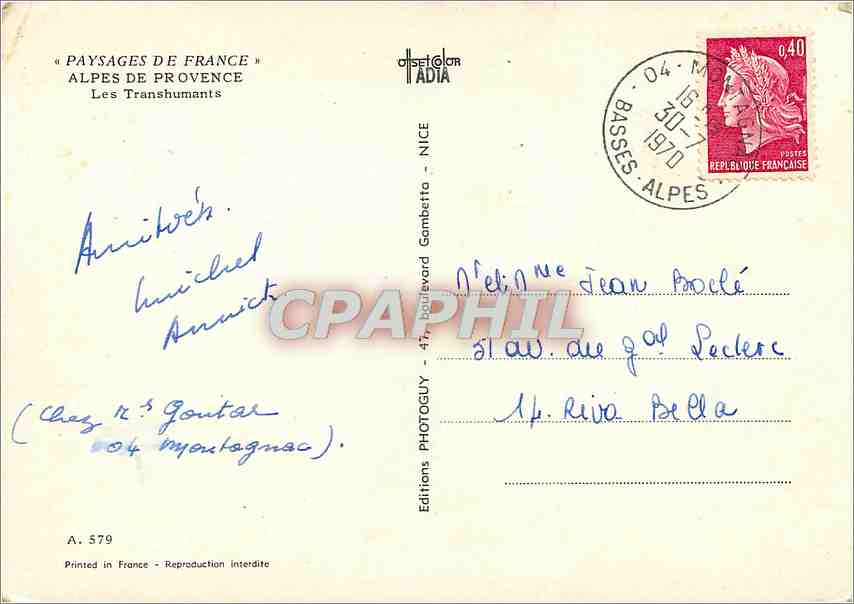 CPM Paysages de France Alpes de Provence les Transhumants — Rückseite