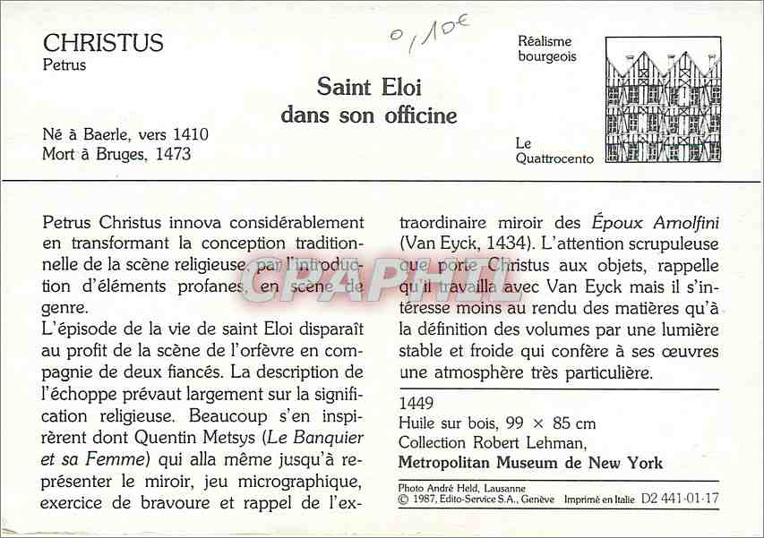 CPM Chistus Petrus Saint Eloi dans son Officine — Verso