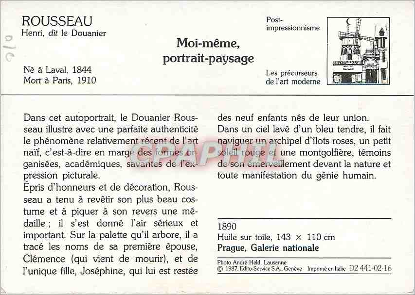 CPM Rousseau Moi Meme portrait paysage — Verso