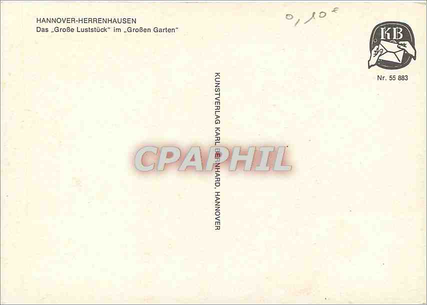 CPM Hannover Herrenhausen Das Grobe Luststuck im Groben Garten — Rückseite