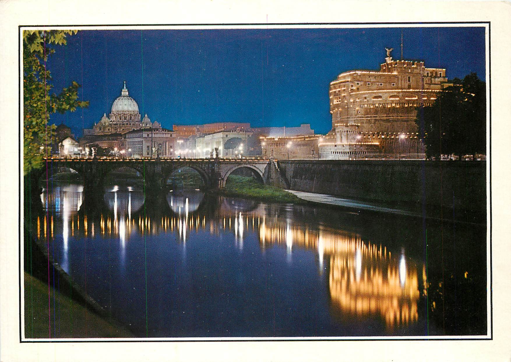 CPM Roma Pont et chateau Saint Ange Nocturne