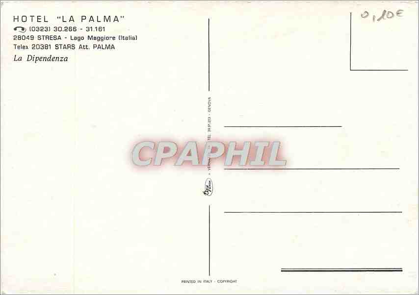 CPM Hotel La Palma Lago Maggiore (Italia)la Dipendenza — Rückseite