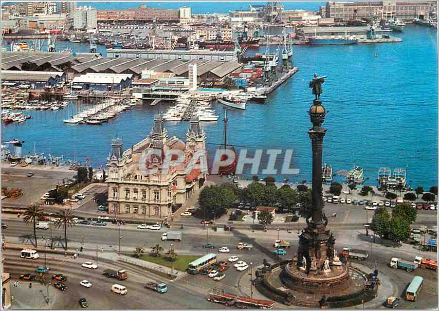 CPM Barcelona Porte de la Paix Mon a Colomb et le port