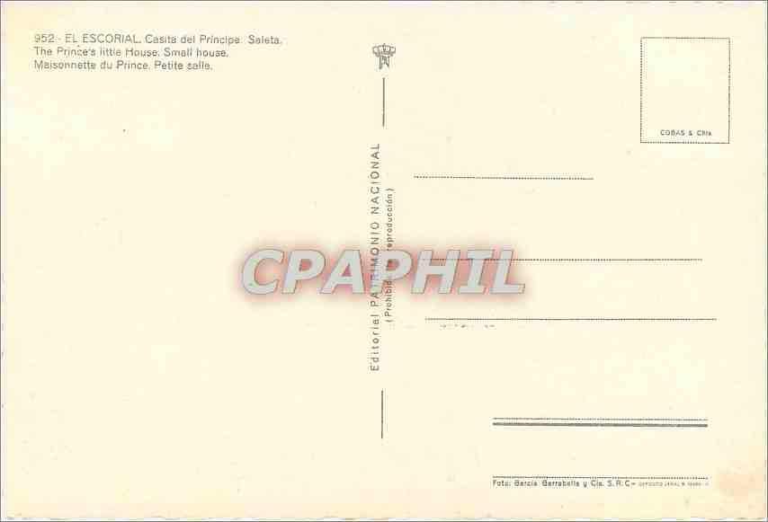 CPM El Escorial Casita del Principe Seletta — Back