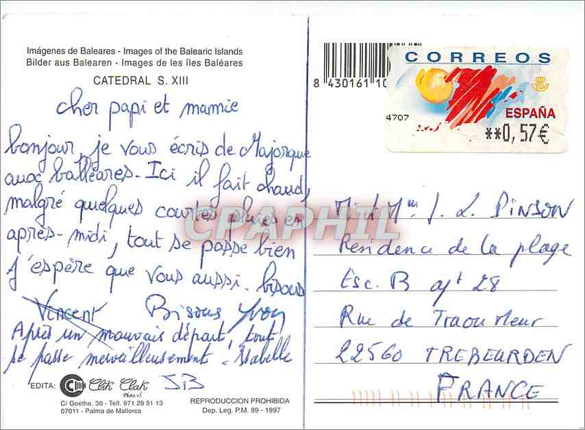 CPM Mallorca imageres de Baleares images de les iles Baleares — Rückseite