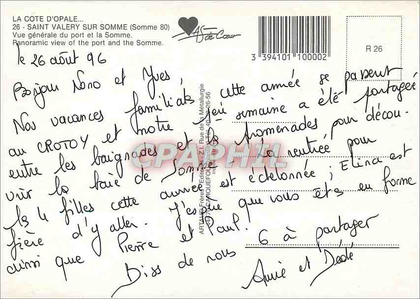 CPM La Cote d'Opale Saint Valery vue Somme vue generale du port et la Somme — Back