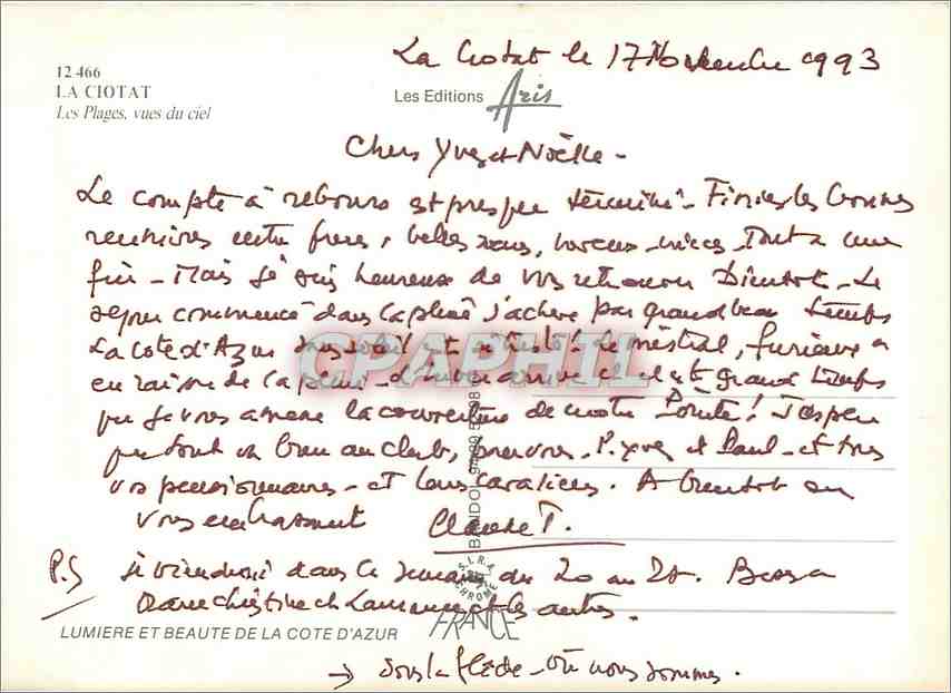 CPM Ciotat les Plages vues du ciel — Rückseite