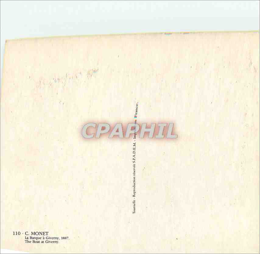 CPM C Monet La Barque a Givemy 1887 — Verso