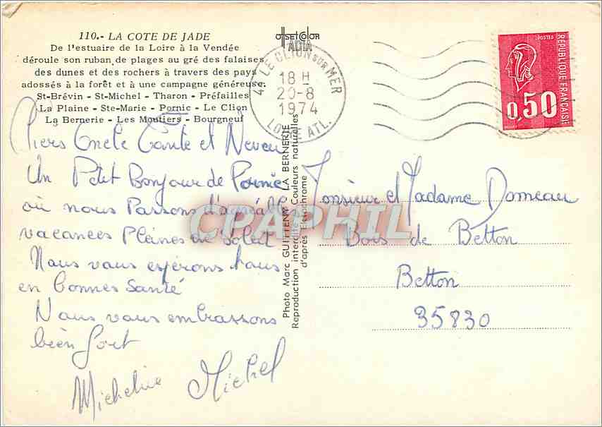 CPM La Cote de Jade de l'estuaire de la loire a la Vendee — Back