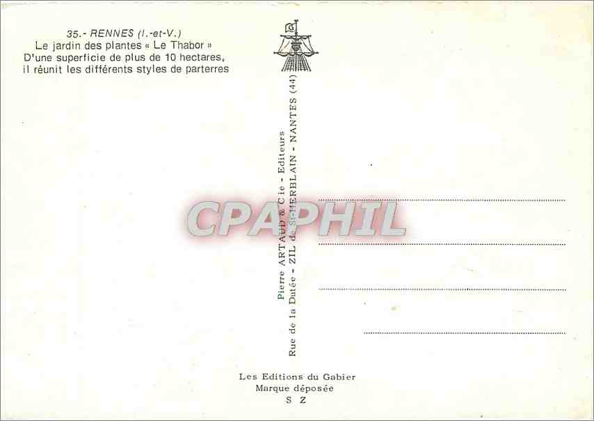 Rennes (Il-et-Vil) — Jardin des Plantes « Le Thabor » — Pierre Artaud & Cie, Nantes — Reverso