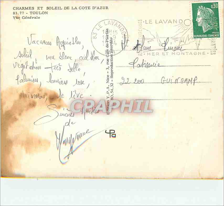 CPM Charmes et soleil de la cote d'Azur Toulon Vue generale — Rückseite