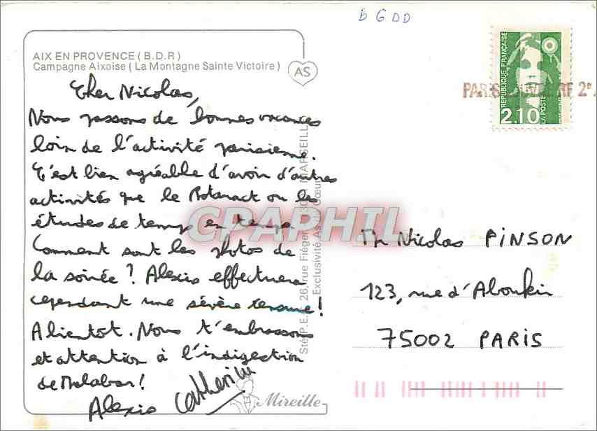 CPM Aix en Provence (B du R) Campagne Aixoise (La Montagne Sainte Victoire) — Rückseite