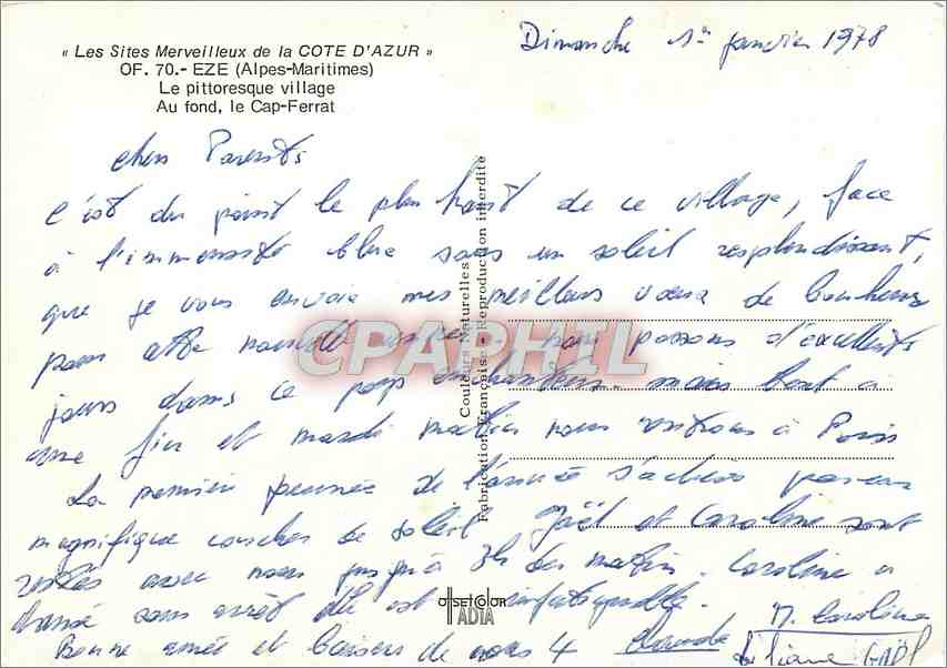 CPM Les Sites Merveilleux de la Cote d'Azur Eze (A Mmes) Le pittoresque village au fond le cap ferra — Rückseite