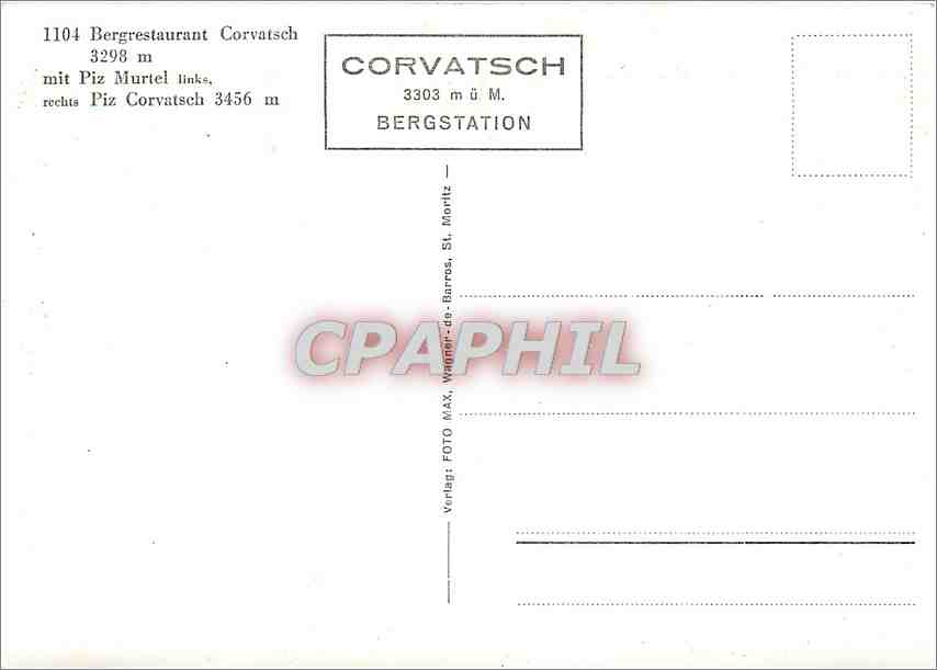 CPM Bergrestaurant Corvatsch 3298 m mit Piz Murtel Links — Rückseite