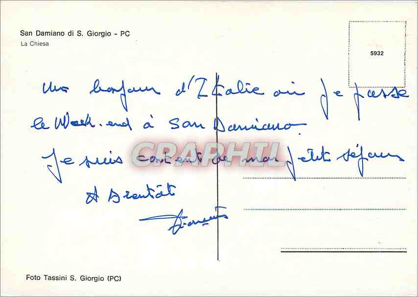 CPM Piacenza  San Damiano di S Giorgio La Chiesa — Rückseite