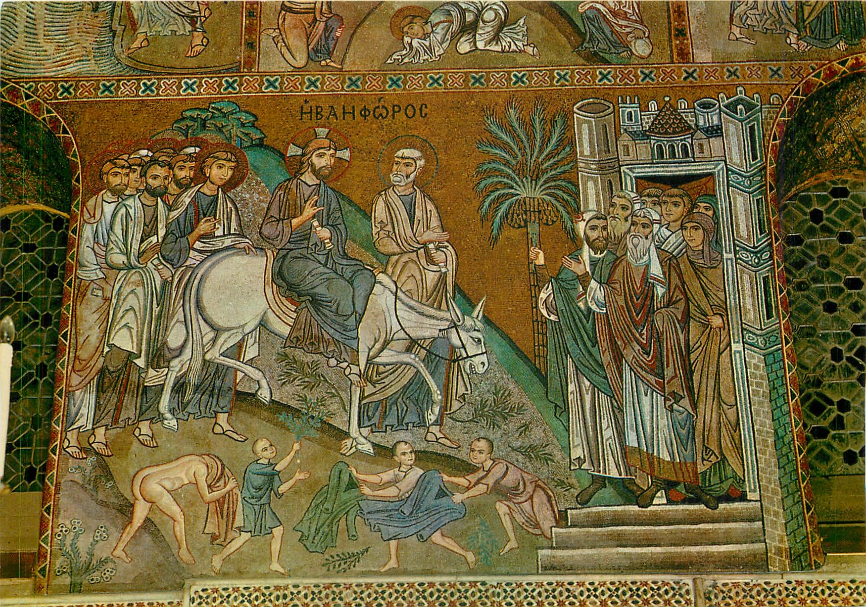 CPM Palermo Chapelle Palatine XIIe s l'entree de Jesus a Gerusalemme