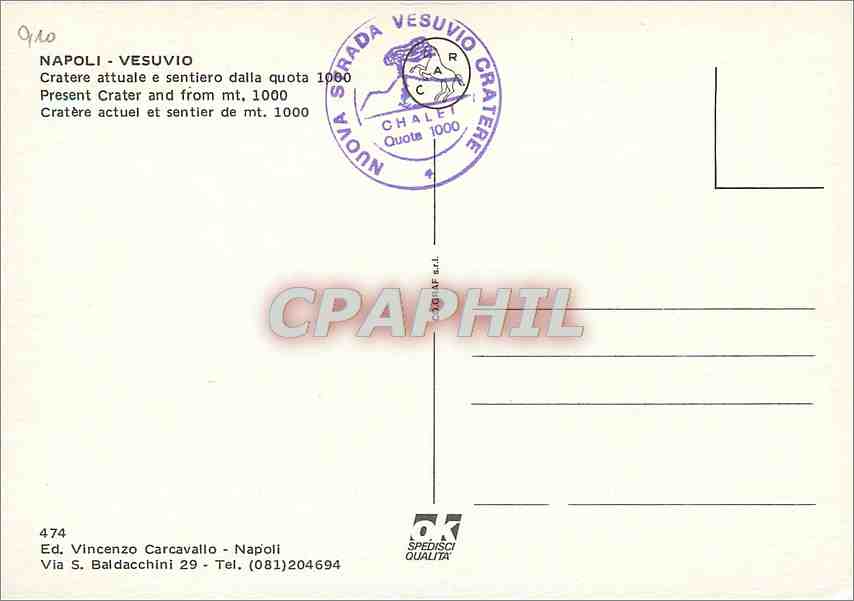 CPM Napoli Vesuvio Cratere actuel et sentier de mt 1000 — Rückseite