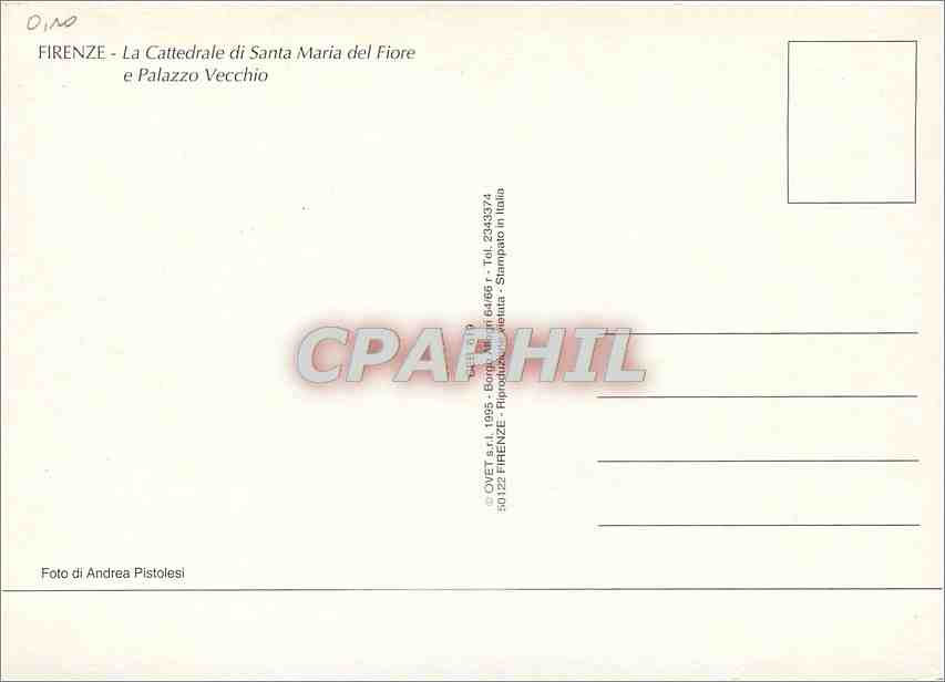 CPM Firenze La Cathedrale di Santa Maria del Fiore e Palazzo Vecchio — Rückseite