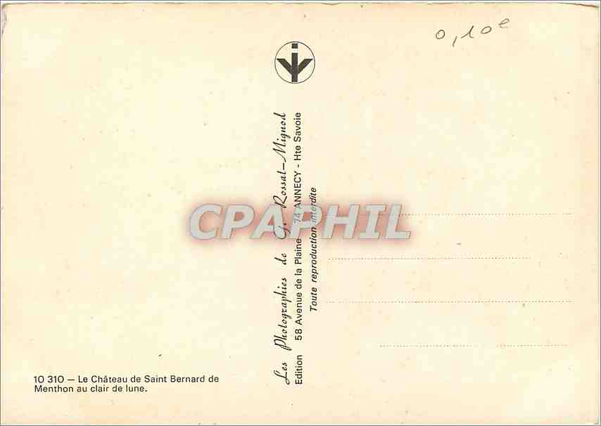 CPM Le Chateau de Saint Bernard de Menthon au clair de lune — Verso