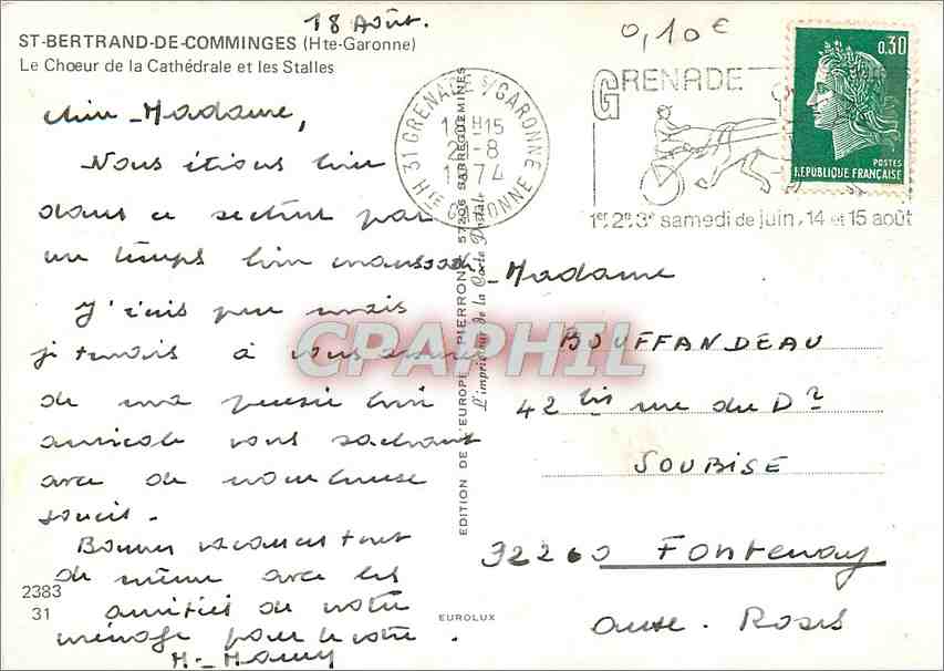 CPM Saint Bertrand de Comminges (Haute Garonne) Le Choeur de la Cathedrale et les Stalles — Verso