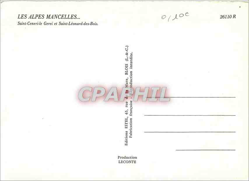 CPM Les Alpes Mancelles Siant Cenerie le Gerei et Saint Leonard des Bois — Rückseite
