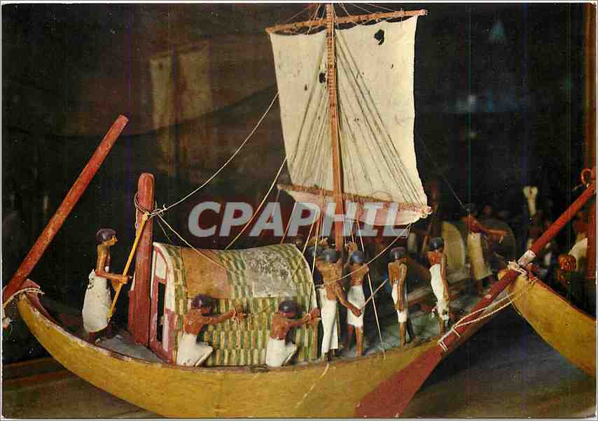 CPM La Musee Egyptien Cairo Modele d'une barque avec sa voile en lin 11E dyn 2060 av Chr