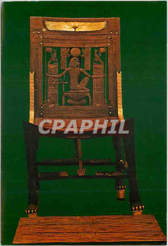 CPM La Musee Egyptien Cairo Chaise en bois avec dossier admirablement sculpte