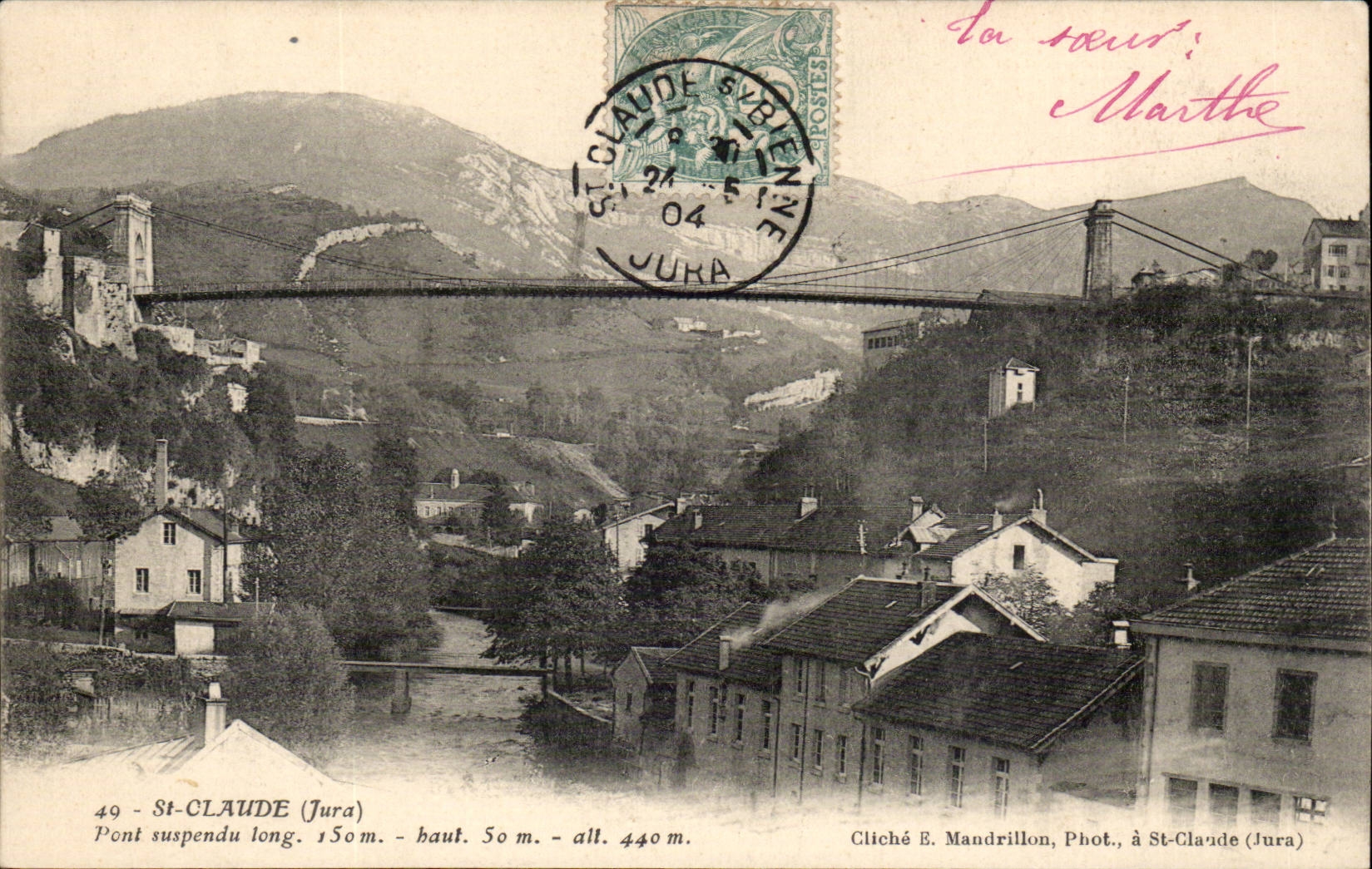 St-ClAUDE (Jura) — Pont suspendu — Cliché E. Mandrillon