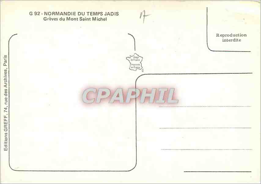 CPM Normandie du Temps Jadis Greves du Mont Saint Michel  — Rückseite