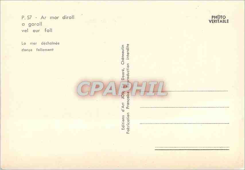 CPM Ar mor diroll a gorall vel eur fol La mer dechainee danse follement  — Rückseite