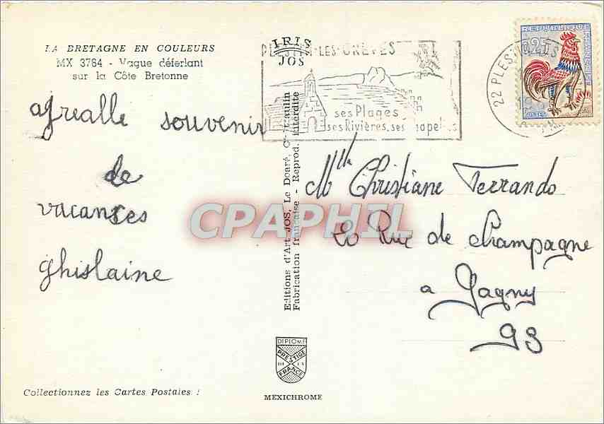 CPM Vague deferlant sur la Cote Bretonne  — Back