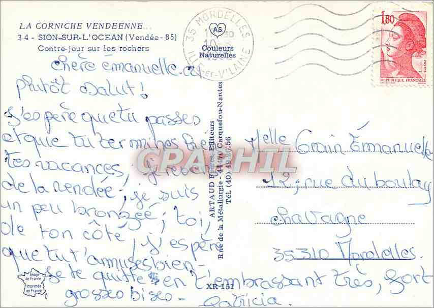 CPM Sion sur l'Ocean Contre jour sur les rochers  — Back