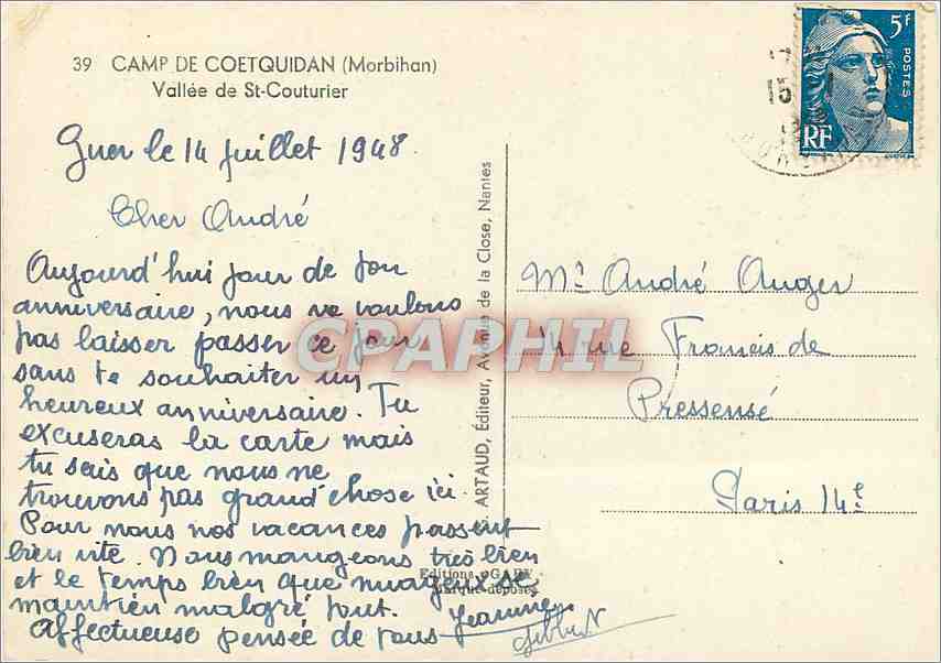 CPM Camp de Coetquidan Morbihan Vallee de St Couturier  — Rückseite