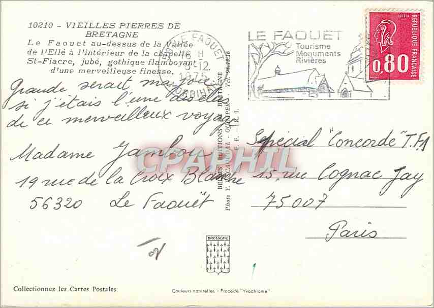 CPM Vieilles Pierres de Bretagne  — Rückseite