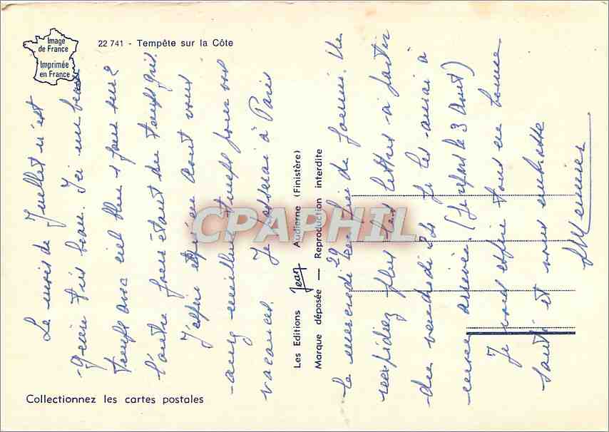 CPM Tempete sur les Cote  — Back